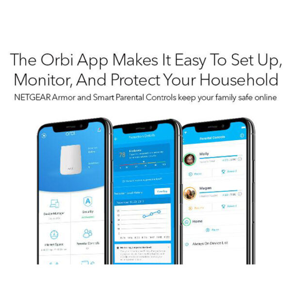 NETGEAR Orbi Tri-band Mesh WiFi System (RBK23) Router & Extender, 3-pack includes 1 router & 2 satellites - Image 3